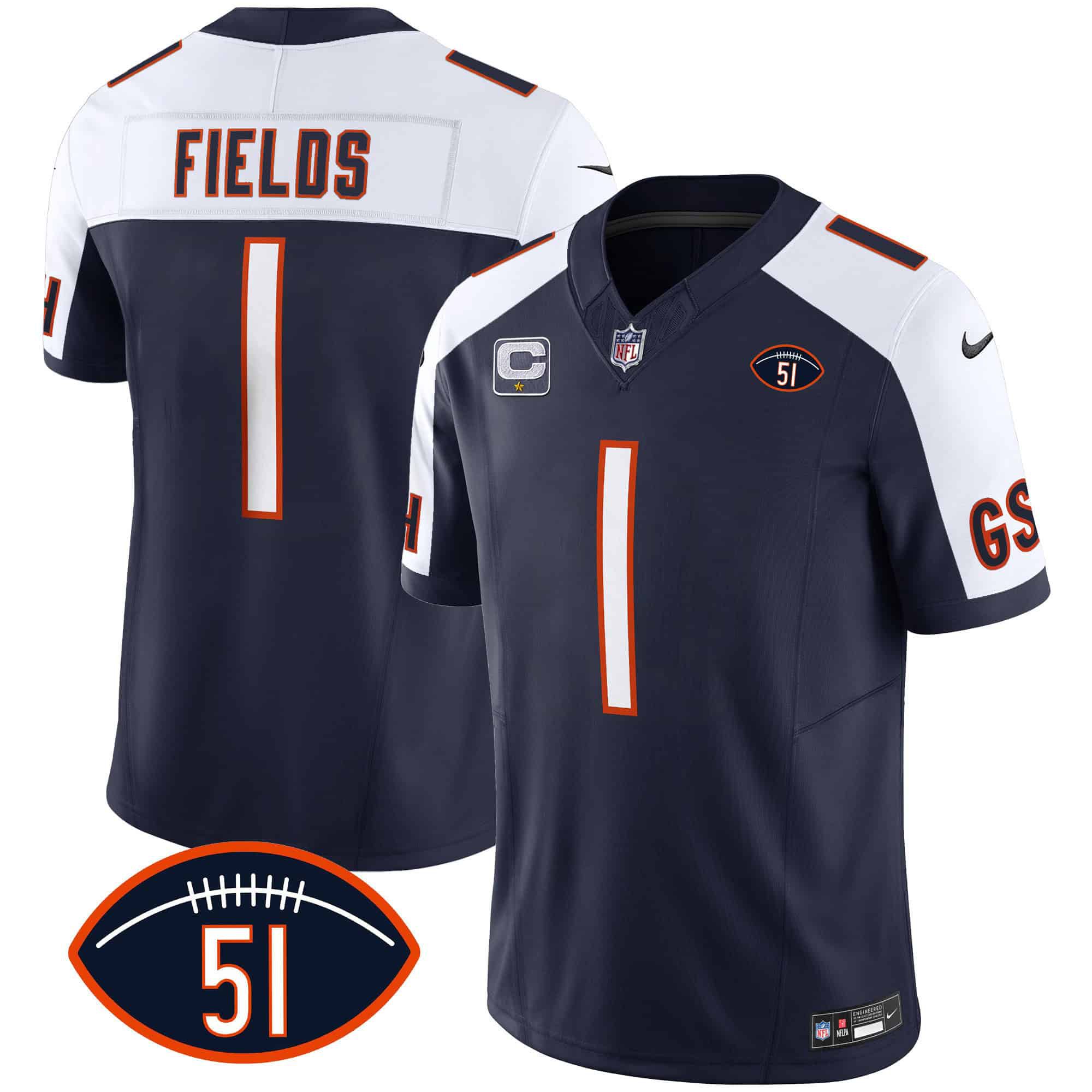 Men Chicago Bears #1 Fields Blue 2024 Nike Patch GSH Vapor NFL Jersey->indianapolis colts->NFL Jersey